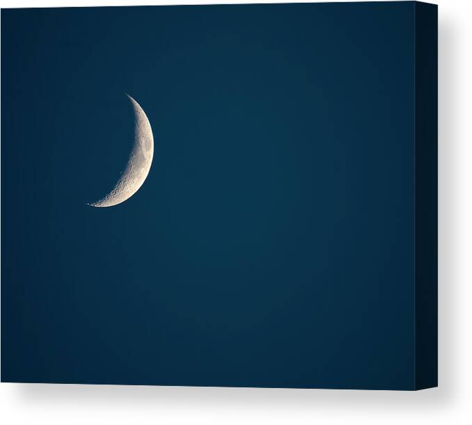 Sea Of Crisis Canvas Print featuring the photograph Waxing Crescent Moon over North Carolina by Charles Floyd