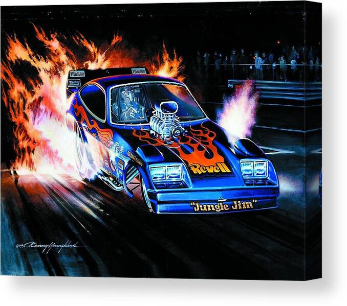 Jungle Jim Nhra Funny Car Canvas Print featuring the painting Welcome to the Jungle by Kenny Youngblood