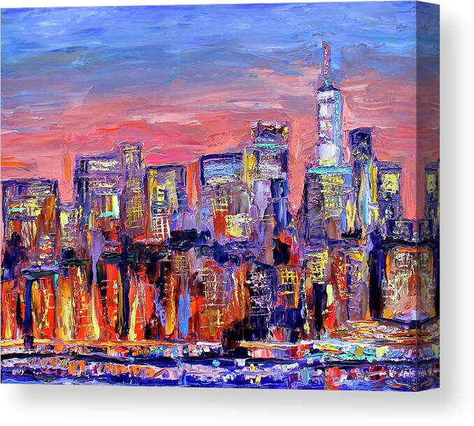 City Skyline Canvas Print featuring the painting West Side by Teresa Moerer
