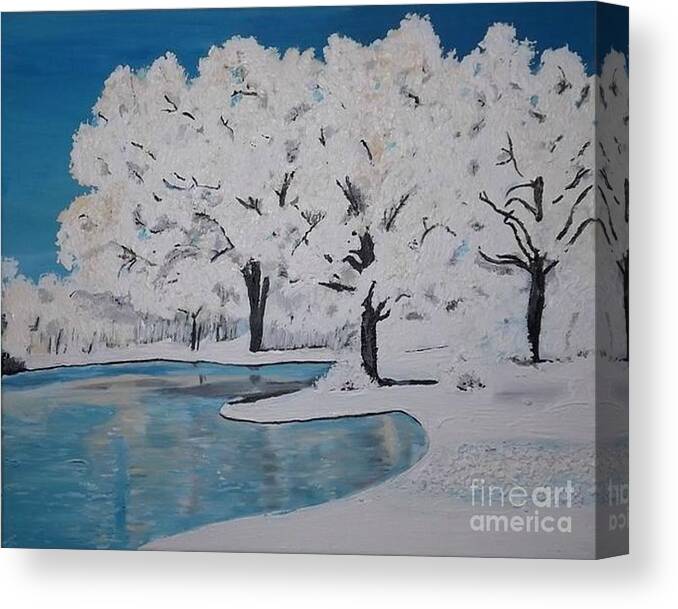 Acrylic Landscape Canvas Print featuring the painting White Trees by Denise Morgan