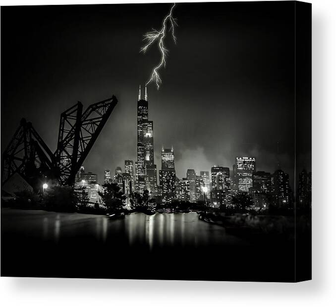 Chicago Canvas Print featuring the photograph Willis Tower Struck by Jim Signorelli