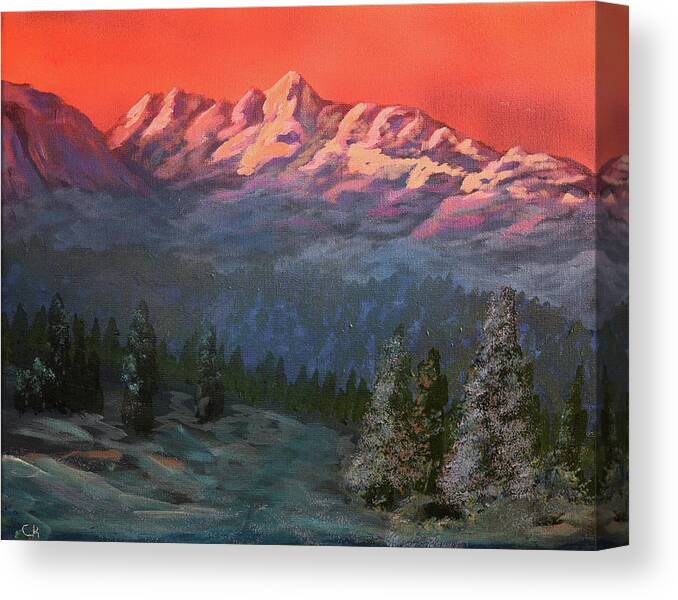 Colorado Canvas Print featuring the painting Wilson Peak Winter Sunrise, Colorado by Chance Kafka