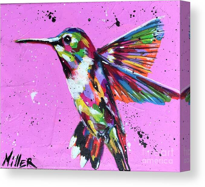 Hummer Canvas Print featuring the painting Wings A Flutter by Tracy Miller