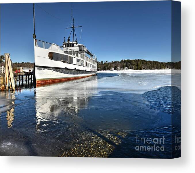 Lake Winnipesaukee Canvas Print featuring the photograph Winter on the Big Lake by Steve Brown
