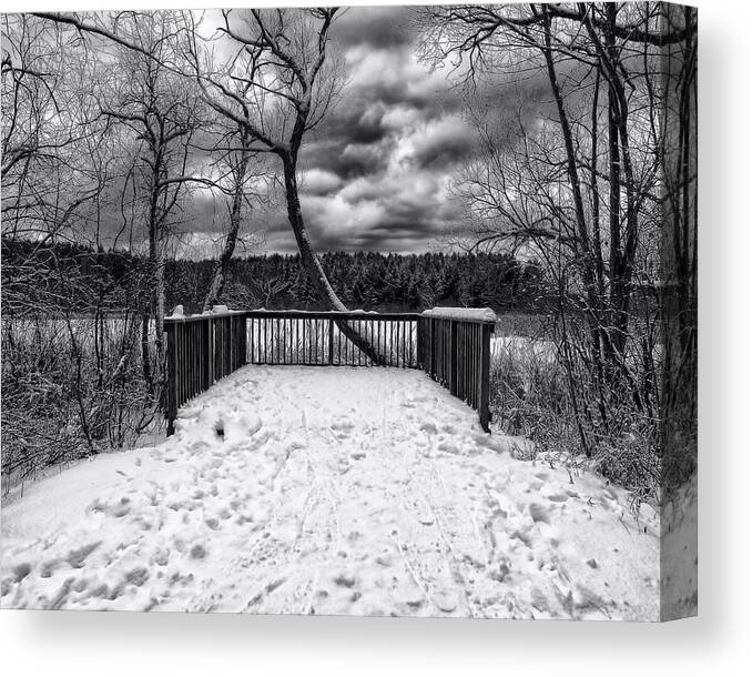Winter Canvas Print featuring the photograph Winter View Black and White by Scott Olsen