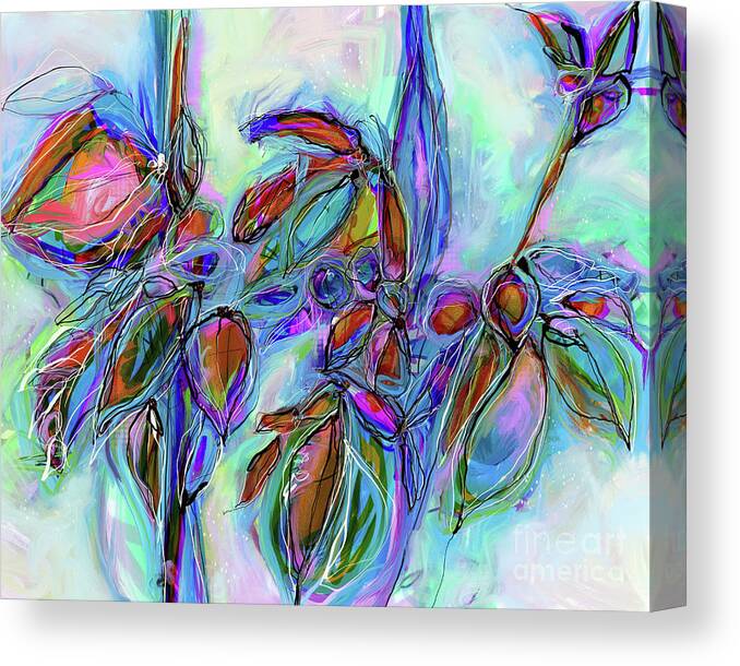 Winterberry Canvas Print featuring the digital art Winterberry by Robin Valenzuela