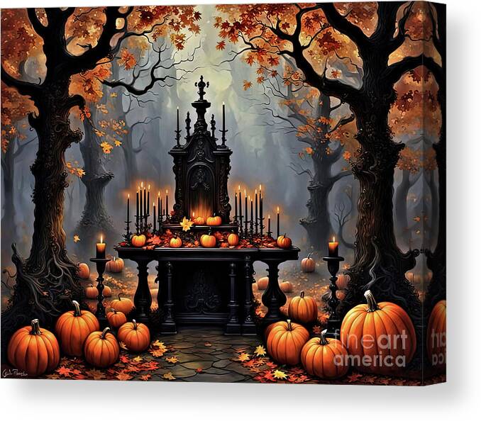 Halloween Canvas Print featuring the ceramic art Witches Alter by Elaine Manley