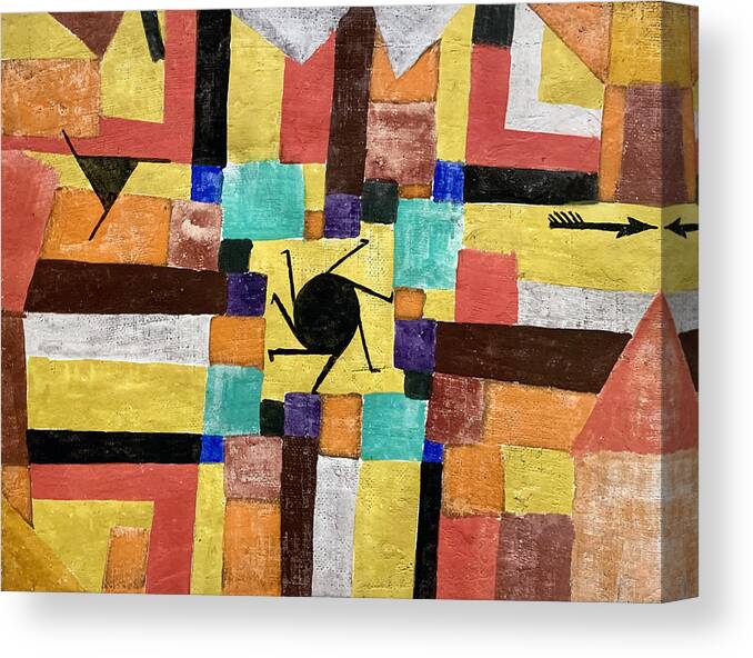 Artwork Canvas Print featuring the painting With the rotating by Paul Klee by Mango Art