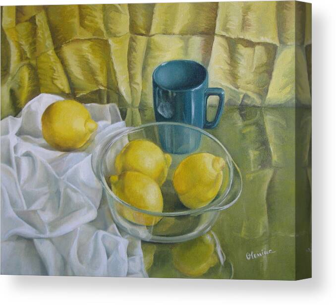 Still Life Canvas Print featuring the painting Yellow by Elena Oleniuc