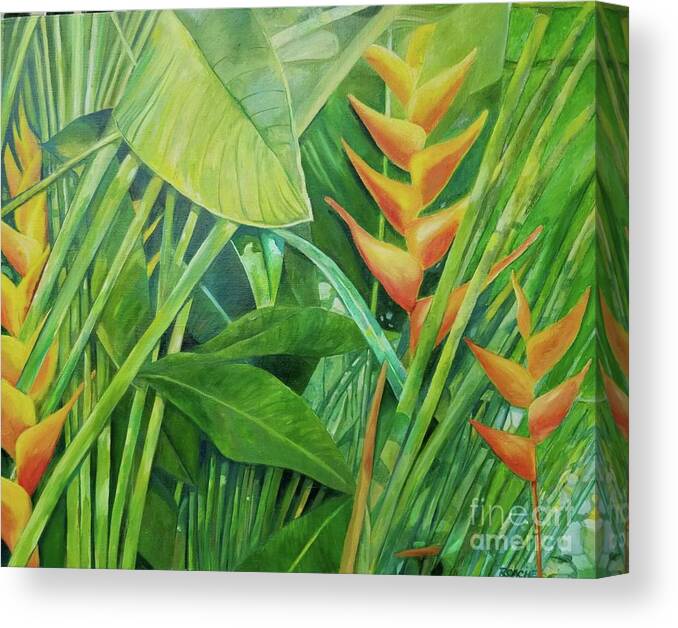 Tropical Canvas Print featuring the painting Yellow Tropical by Joe Roache
