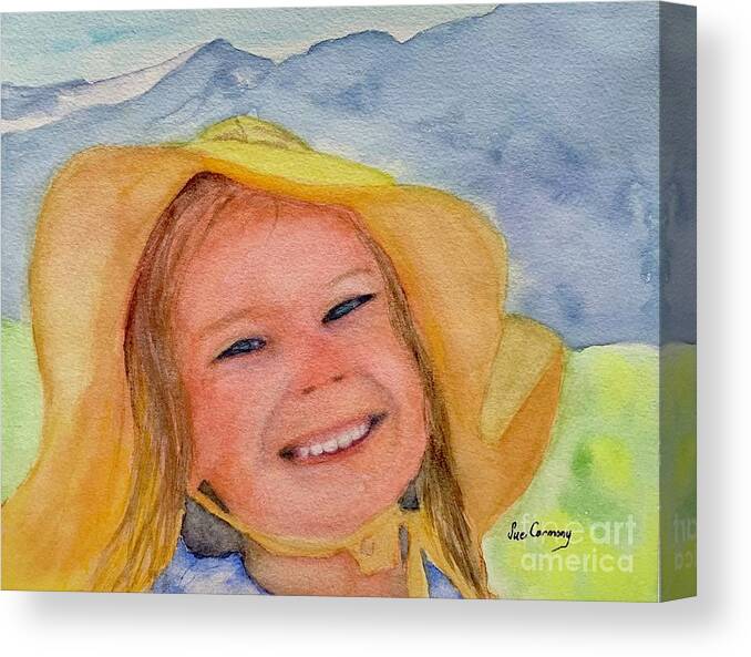 Girl Canvas Print featuring the painting You Are My Sunshine by Sue Carmony