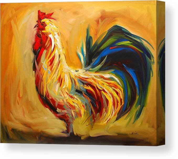 Painting Canvas Print featuring the painting Yummy Rooster by Diane Whitehead