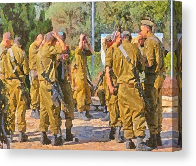 Israel Canvas Print featuring the digital art Yarmulkes and Rifles by Digital Photographic Arts
