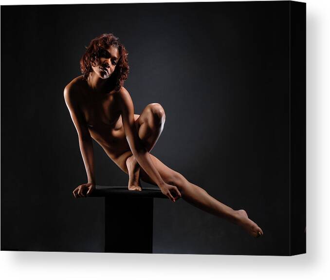 Nude Canvas Print featuring the photograph 0953 Nude Dancer on Pedicel by Chris Maher