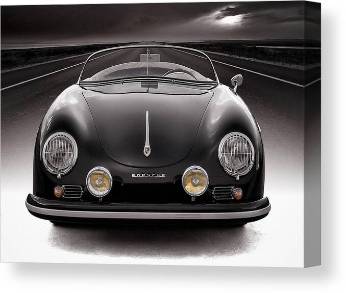 #faatoppicks Canvas Print featuring the photograph Black Porsche Speedster by Douglas Pittman