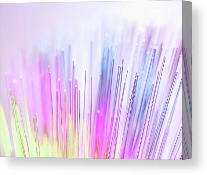 White Background Canvas Print featuring the photograph Close Up Of Colorful Optic Fibers #1 by Andrew Brookes