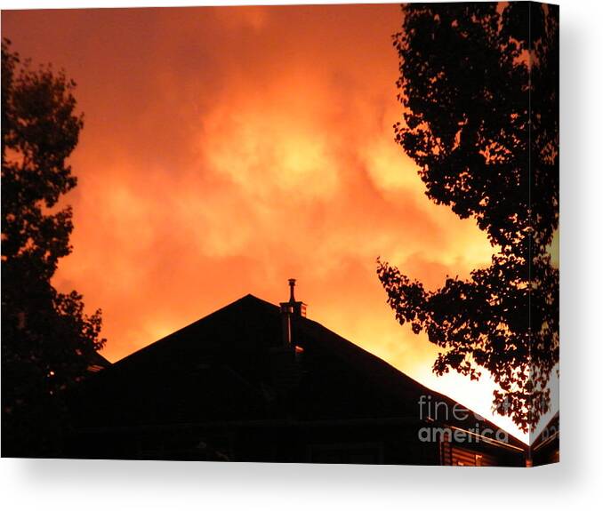 Sunrise Canvas Print featuring the photograph Fire in the Sky #2 by Ann E Robson