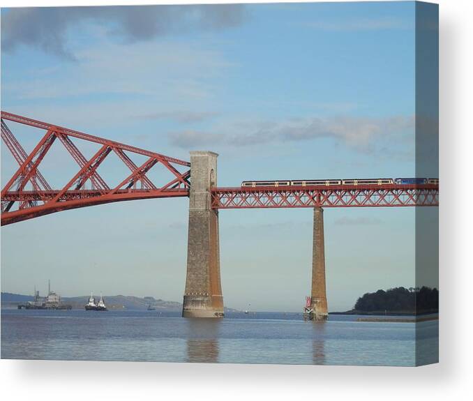 Forth Rail Bridge Canvas Print featuring the photograph Forth Rail Bridge Edinburgh Scotland #1 by Linzi H
