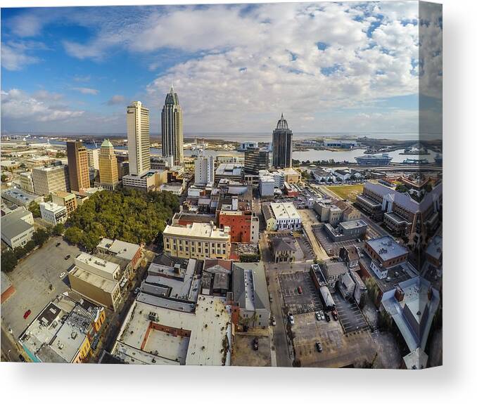 Palm Canvas Print featuring the digital art Looking Over Mobile Looking East #1 by Michael Thomas