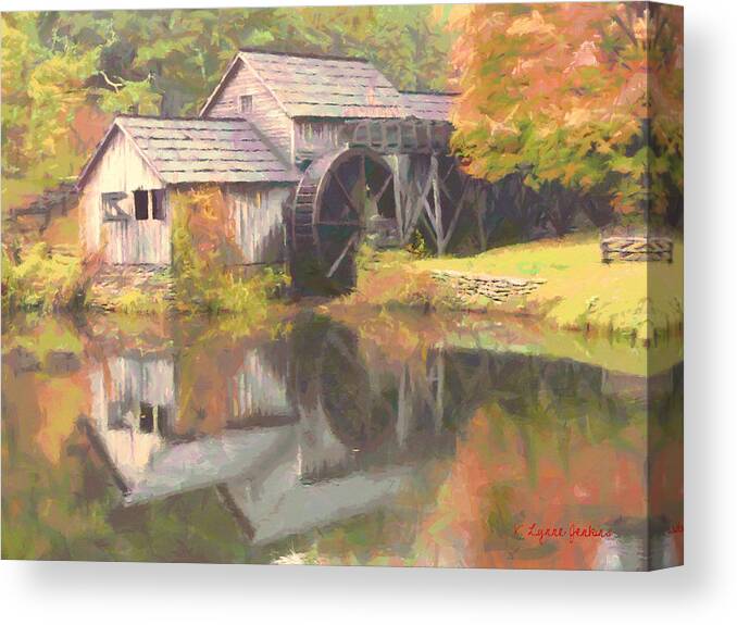 Mabry Mill Canvas Print featuring the painting Mabry Mill #1 by Lynne Jenkins