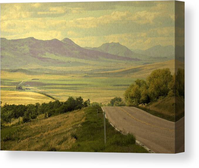 Montana Highway 434 Canvas Print featuring the photograph Montana Highway -1 by Kae Cheatham