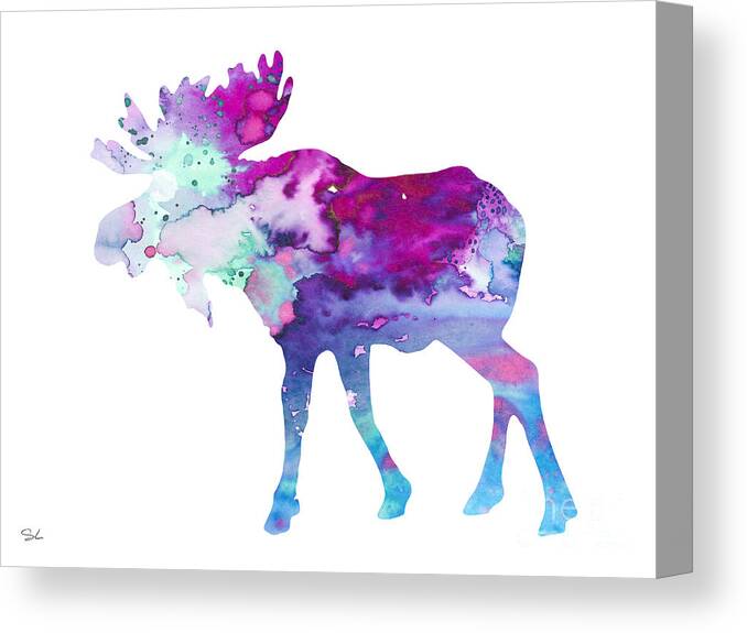 Moose Canvas Print featuring the painting Moose #1 by Watercolor Girl