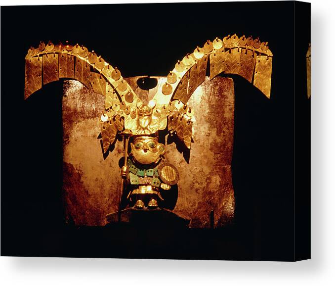 Nariguera Canvas Print featuring the photograph Nose Ornament From Lord Of Sipan's Tomb #1 by Pasquale Sorrentino/science Photo Library