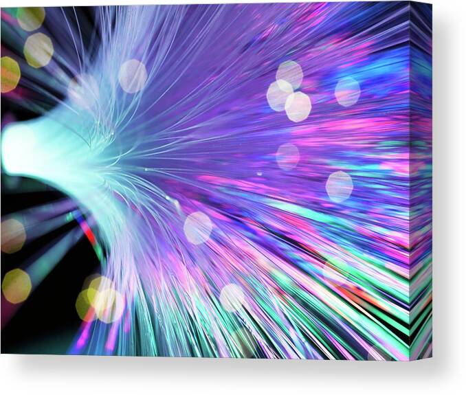 Optical Fibre Canvas Print featuring the photograph Optical Fibres #1 by Tek Image/science Photo Library