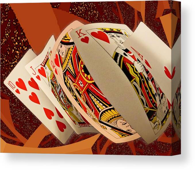 Playing-cards Canvas Print featuring the digital art Royal Flush by Tristan Armstrong