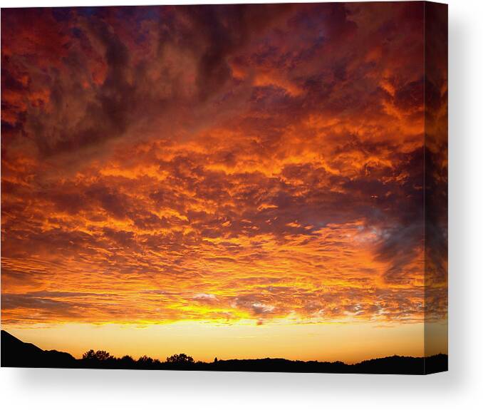   Canvas Print featuring the photograph Sunset Ablaze #1 by James Hammen