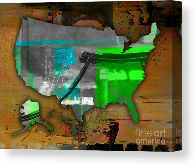 United States Canvas Print featuring the mixed media United States Map Watercolor #6 by Marvin Blaine
