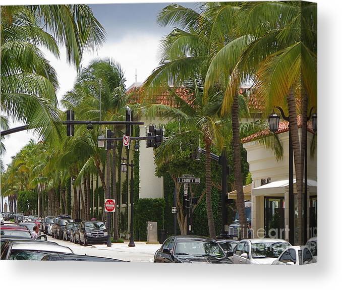 Worth Ave. Canvas Print featuring the photograph Worth Ave Palm Beach Fl facing East #1 by Robert Birkenes