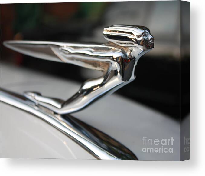 1936 Auburn Super Charger Flying Lady Hood Ornament Canvas Print featuring the photograph 1936 Auburn Super Charger Flying Lady Hood Ornament by John Telfer
