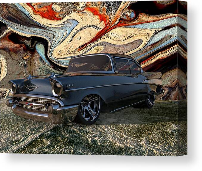1957 Chevy Canvas Print featuring the digital art 1957 Chevy Bel Air by Louis Ferreira
