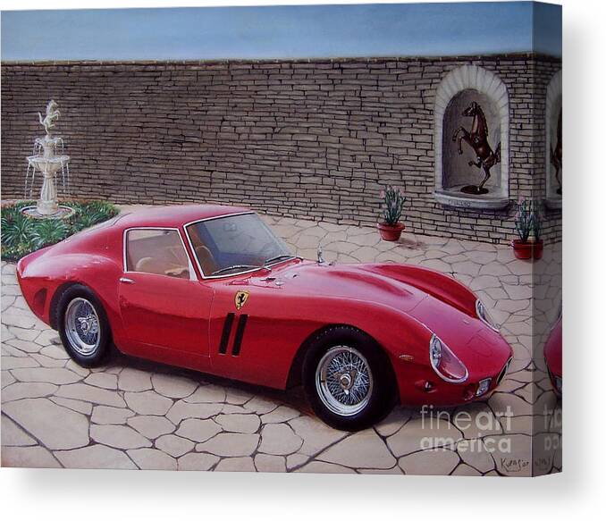 1962 Canvas Print featuring the drawing 1962 Ferrari 250 GTO by Paul Kuras