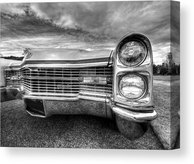 Cadillac Canvas Print featuring the photograph 1966 Cadillac Grille and Headlights by Gill Billington