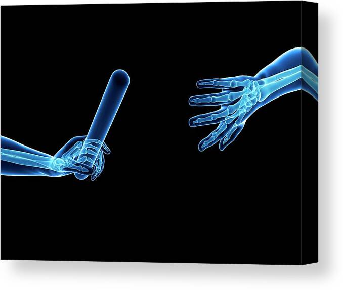 Artwork Canvas Print featuring the photograph Human Hand Passing Relay Baton #2 by Sebastian Kaulitzki