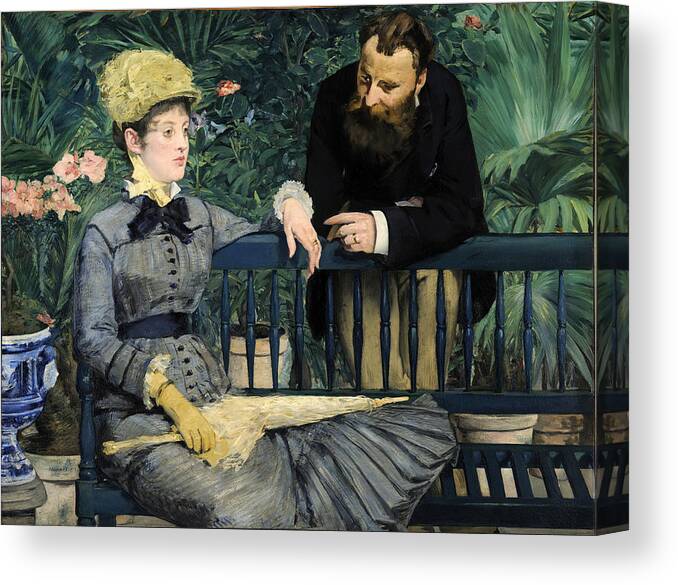Edouard Manet Canvas Print featuring the painting In the Conservatory #9 by Edouard Manet