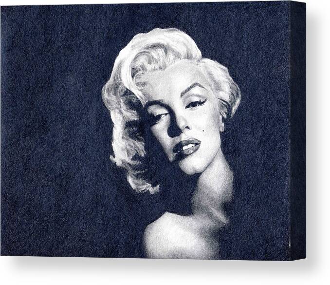 Marilyn Monroe Canvas Print featuring the drawing Marilyn Monroe #2 by Erin Mathis
