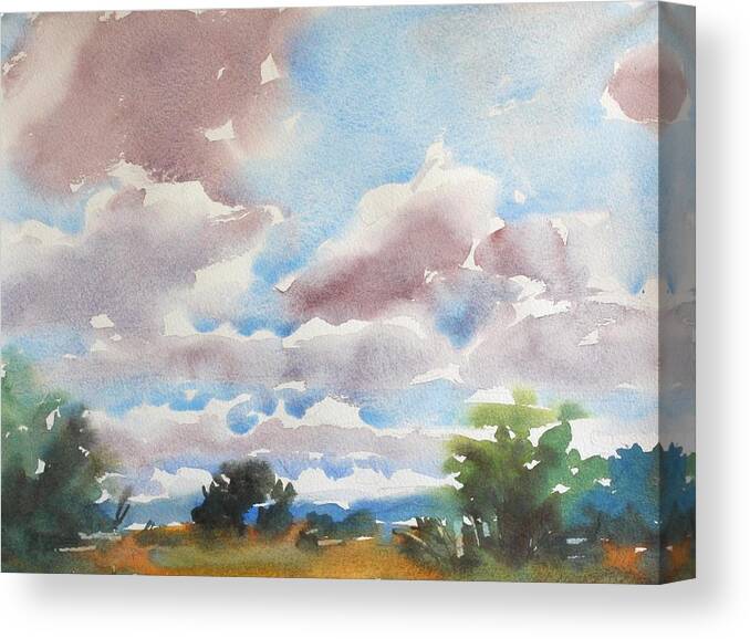 Watercolor Canvas Print featuring the painting Ruisdael Sky #2 by Owen Hunt