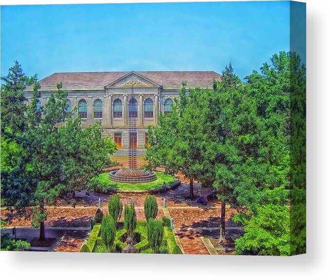 University Of Arkansas Canvas Print featuring the photograph The Old Main - University of Arkansas #2 by Mountain Dreams