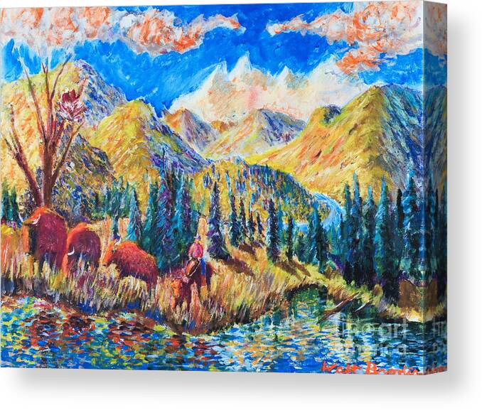 Nature Canvas Print featuring the painting The Stray by Walt Brodis