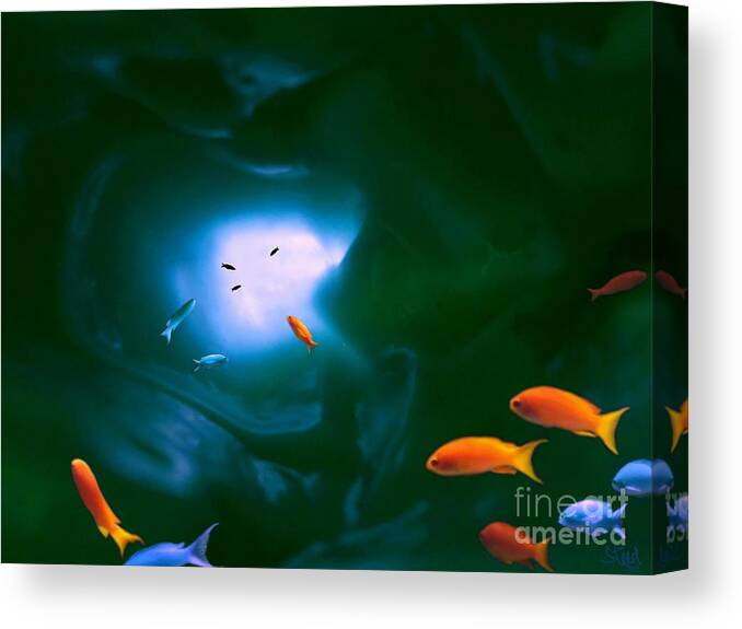 Ocean Canvas Print featuring the mixed media Tropical Sea Cave #2 by Steed Edwards