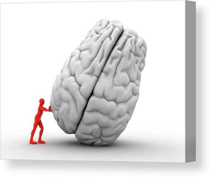 Achievement Canvas Print featuring the photograph 3d Man Moving Brain by Alfred Pasieka