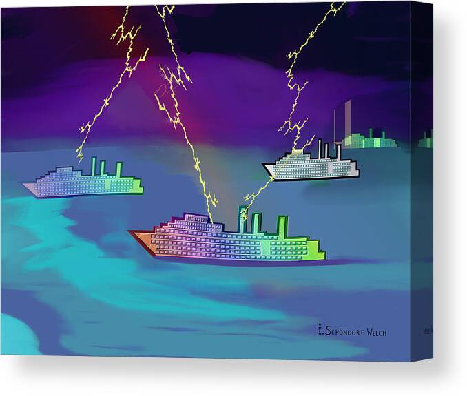  Abstract Canvas Print featuring the painting 445 - Bad Weather Cruising ... by Irmgard Schoendorf Welch