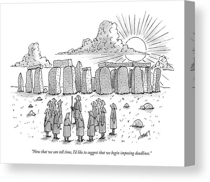 Ancient History Regional England Business Canvas Print featuring the drawing Now That We Can Tell Time by Tom Cheney