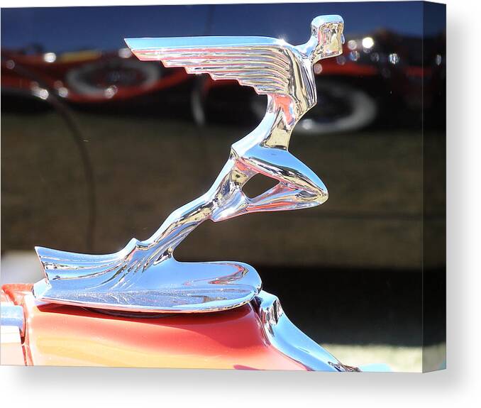 Antique Automobile Canvas Print featuring the painting Hood Ornament #5 by Alan Johnson