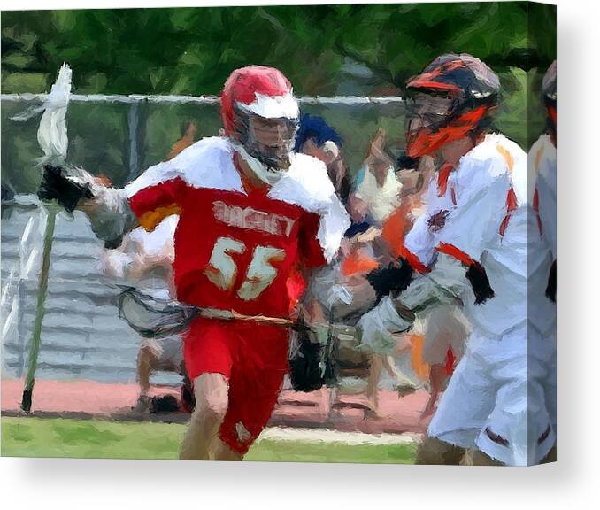 Lacrosse Canvas Print featuring the mixed media 55 Attacks 4 by James Spears