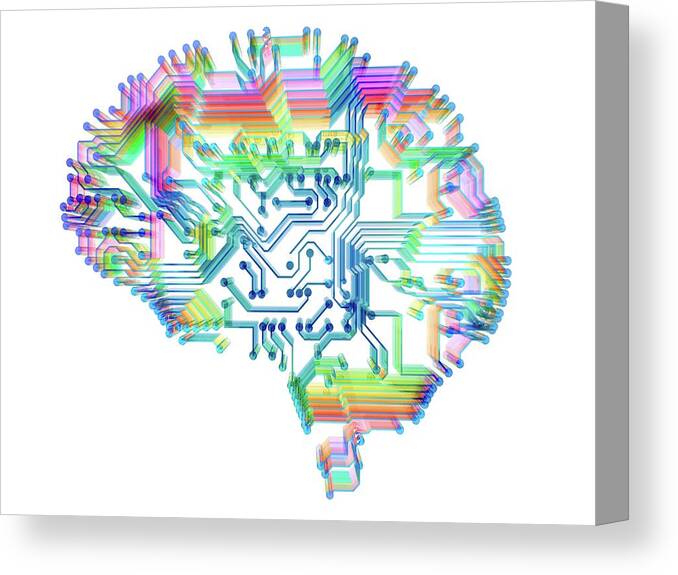 Brain Canvas Print featuring the photograph Artificial Intelligence #6 by Alfred Pasieka