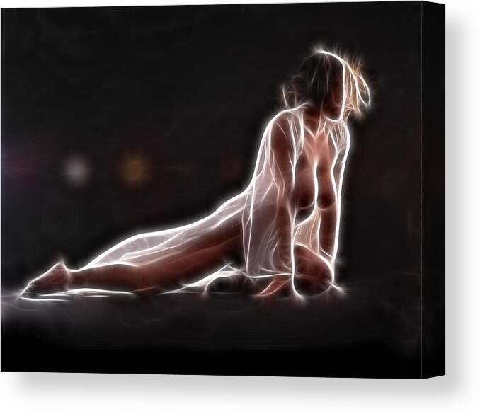 Woman Canvas Print featuring the photograph 6124 Glowing Fractal Woman Dancing by Chris Maher